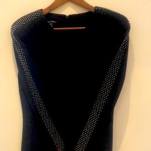 Judith and Charles black midi dress shoulder to sleeve beading